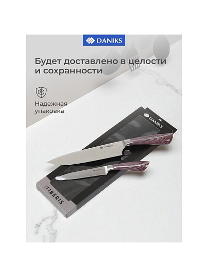 Набор ножей 2 предмета, 20 см, 12.5 см, нержавеющая сталь, рукоятка пластик, Daniks, Тибр, JA202042002