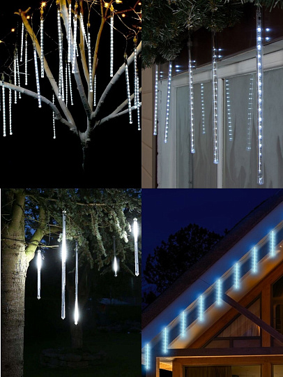 Гирлянда 36 ламп, 2.5 м, 1 режим, Сосульки, свет белый, прозрачная, на улице/в помещении, сетевая, LED, SYCLA-18046