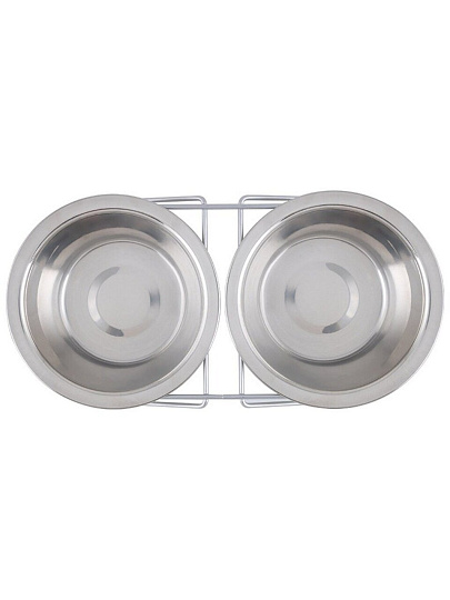 Миска для животных Рыжий кот, нержавеющая сталь, 0.3 л, двойная на подставке