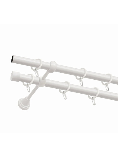 Карниз металл, диаметр 19 мм, СМ-3293/200/2Р, белый, двухрядный, 2 м