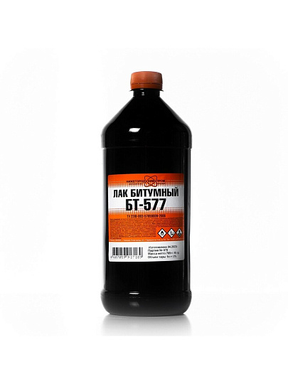 Лак НХП, БТ-577, битумный, для внутренних и наружных работ, 1 л