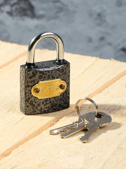 Замок навесной BARTEX чугунный 32мм Влагонепроницаемый, блистер, 3 ключа, 504659