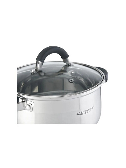 Кастрюля нержавеющая сталь, 6.2 л, крышка стекло, Катунь, Ирида, КТ08-D-24, индукция