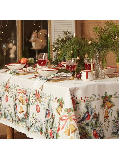 Набор столового текстиля скатерть 150х220см, 12 салфеток 40х40см, 100% хлопок, саржа, Этель, Сhristmas bells