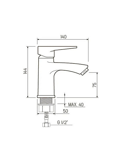 Смеситель для раковины, РМС, Export, короткий излив, с картриджем, хром, SL141-001F