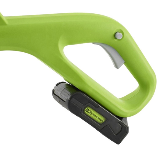 Триммер электрический, аккумуляторный, Greenworks, G24LT25K2, 2107207, D-ручка, леска, неразборный вал