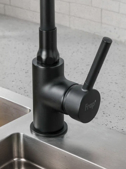 Смеситель для кухни, Frap, гибкий излив, с картриджем, черный, F4044-6