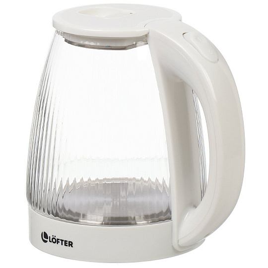 Чайник электрический Lofter, CX-K313-18BW, белый, 1.8 л, 1500 Вт, скрытый нагревательный элемент, стекло, пластик