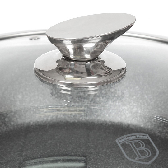 Набор посуды алюминий, антипригарное покрытие, 3 предмета, сковорода 24 см, кастрюля 24 см, индукция, Berlinger Haus, Carbon, 1276-ВН