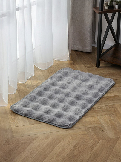 Коврик интерьерный 0.5х0.8 м, прямоугольный, голубой, искусственный мех, A090280