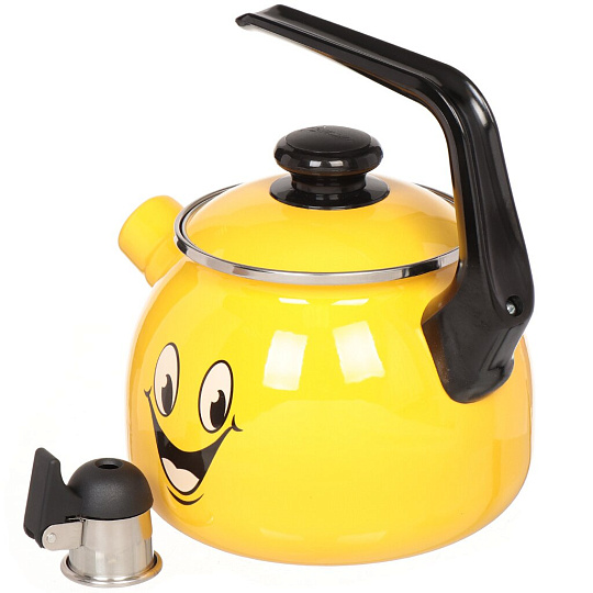 Чайник сталь, эмалированное покрытие, 2.5 л, со свистком, ручка консольная, Эстет, Улыбка, индукция, ЭТ-72924