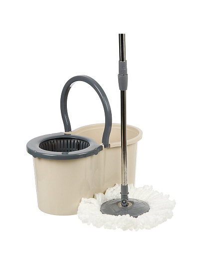 Набор для уборки ведро с отжимом, швабра МОП, бежевый, Verde, Spin Mop, 37995