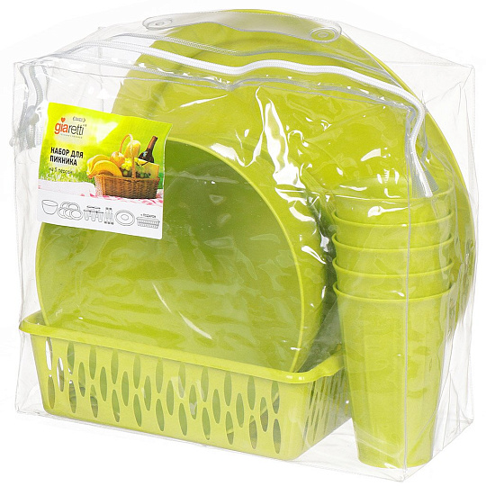 Набор для пикника на 5 персон, в прозрачной сумке, оливковая роща, Giaretti, Bono, GR1810ОЛ