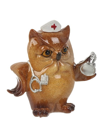 Фигурка декоративная полистоун, Совушка-медик, 9 см, Y4-9098