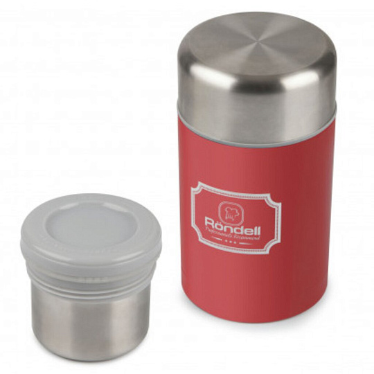 Термос для еды, нержавеющая сталь, 0.8 л, широкая горловина, Rondell, Picnic Red, медь, внутренний контейнер, RDS-945