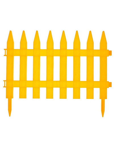Забор декоративный пластмасса, Palisad, Частокол №1, 28х300 см, желтый, ЗД01