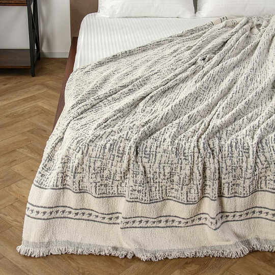 Плед евро, 200х220 см, 100% хлопок, серый, Silvano, A120027