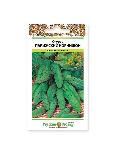Семена Огурец, Парижский корнишон, 0.5 г, цветная упаковка, Русский огород