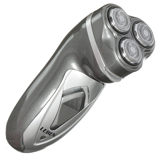 Электробритва аккумуляторная, Leben, роторная, 3 Вт, 3 бритвенные головки, триммер для усов, 489039