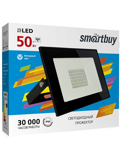 Прожектор светодиодный Smartbuy, FL SMD LIGHT, 50 Вт, 6500 К, черный, SBL-FLLight-50-65K