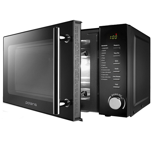 Микроволновая печь Polaris, PMO 2002DG RUS, 20 л, 700 Вт, механическая, с грилем, черная