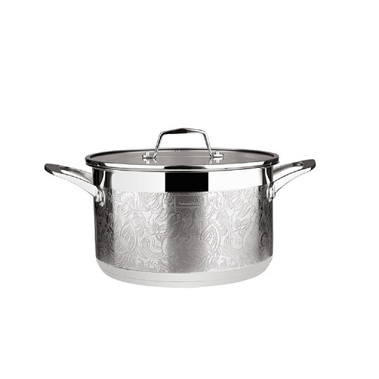 Кастрюля нержавеющая сталь, 5.5 л, крышка стекло, Rondell, Fancy, RDS-398, индукция
