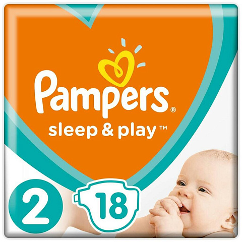 Подгузники детские Pampers, Sleep & Play Mini, р. 2, 4 - 9 кг, 18 шт, унисекс