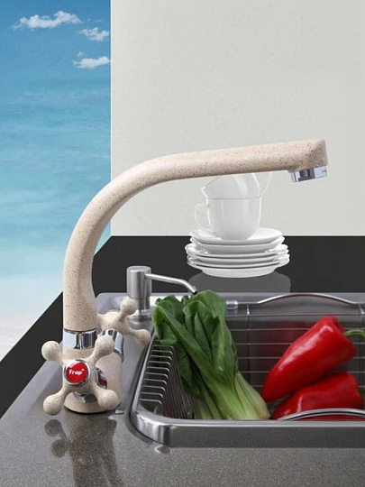 Смеситель для кухни, Frap, с кран-буксой, светло-бежевый, F5408-10