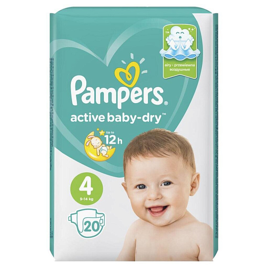 Подгузники детские Pampers, Active Baby Maxi, р. 4, 7 - 14 кг, 20 шт, унисекс