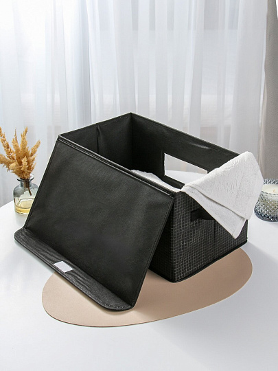 Кофр для хранения, с крышкой, складной, 40х24х23 см, черная клетка, A190055