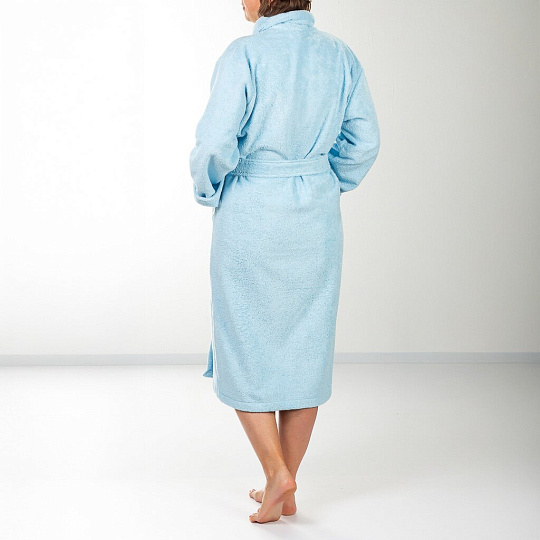 Халат женский, махровый, 100% хлопок, светло-голубой, XL-XXL, 52-54, Silvano