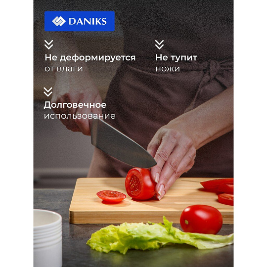 Доска разделочная бамбук, 38х22х1.8, 34х20х1.8, 30х18х1.8см, 3 шт, с ручкой, прямоугольная, CB730S4B