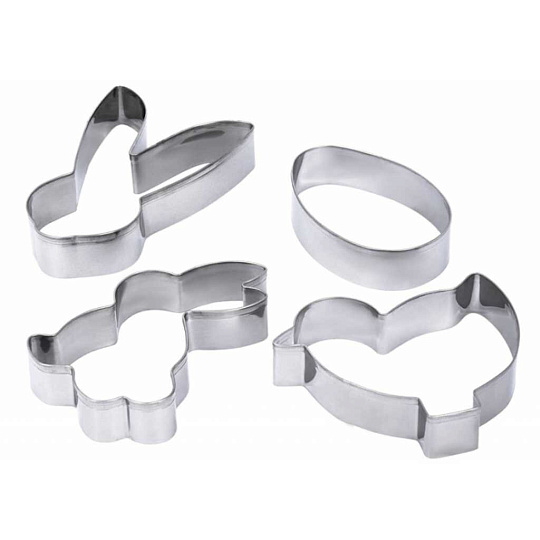 Форма для печенья нержавеющая сталь, 4 шт, 10 см, фигурная, 6-10 см, Marmiton, Пасха, 17075