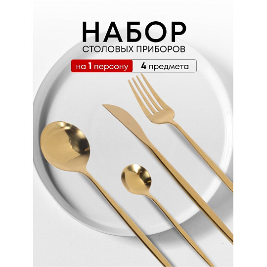 Набор столовых приборов нержавеющая сталь, 4 предмета, подарочная упаковка, Y6-10267