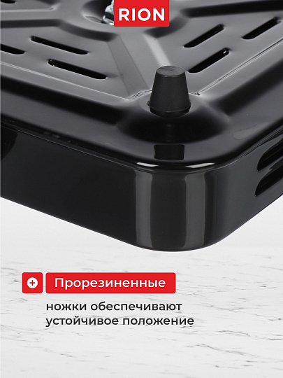 Плита электрическая Rion, 2000 Вт, 2 конфорки, спираль, эмаль, механическая, переключатель поворотный, черная