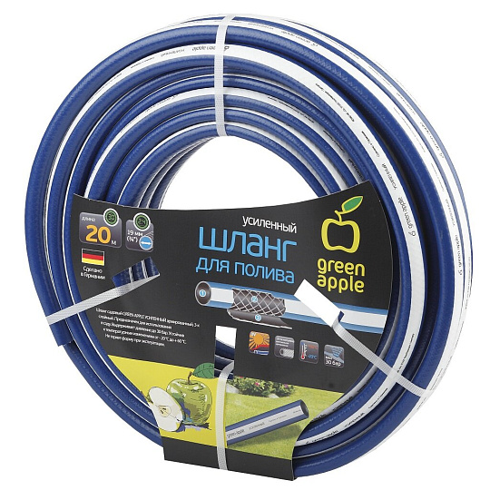 Шланг поливочный, 3/4 '', 19 мм, 30 атм, армированный, 20 м, 3 слоя, Green Apple, Усиленный GWGH1-031, ПВХ, Б0032829