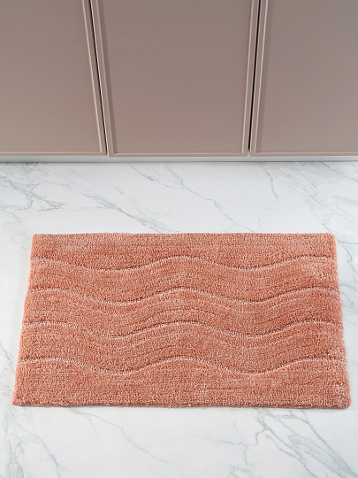 Коврик для ванной, 0.5х0.8 м, микрофибра, волна, персиковый, Silvano, Лиона