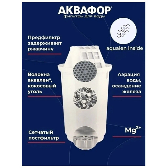 Картридж для фильтра-кувшина Аквафор, А5, 2 шт, усиленный бактерицидной добавкой