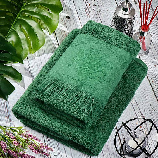 Полотенце банное 70х140 см, 100% хлопок, 562 г/м2, Plain, Anilsan, зеленое, Турция, 602170140