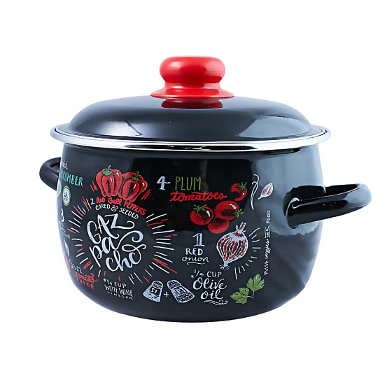 Кастрюля эмалированная сталь, 5.5 л, крышка сталь, сферический, Appetite, Gazpacho, 1RC221M, индукция