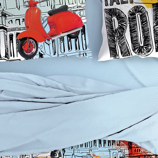 Постельное белье Love Me 2-спальное перкаль (простыня 220х240 см, 2 наволочки 50х70 см, 2 наволочки 70х70 см, пододеяльник 180х215 см) 20010+8309/7 01 711020