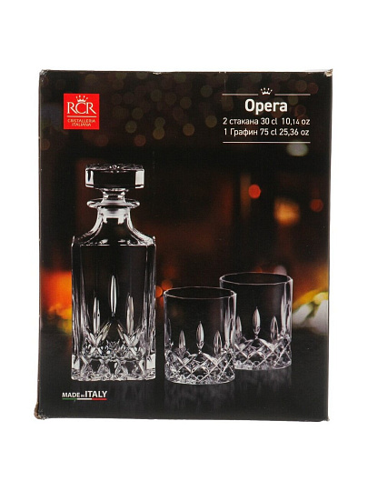 Набор для спиртного 3 предмета, хрустальное стекло, RCR, Opera, 60976