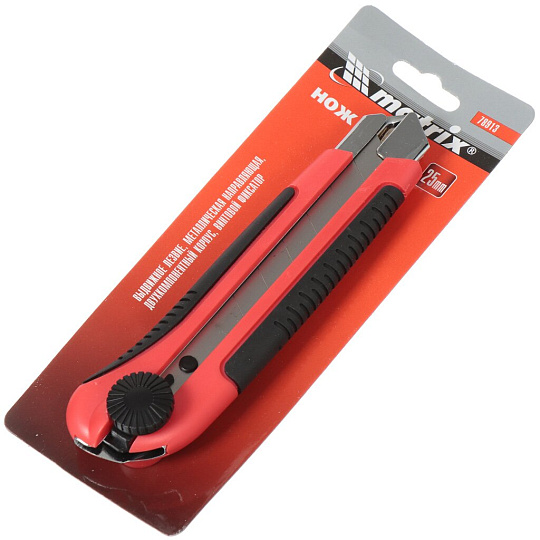 Нож строительный, двухкомпонентный, выдвижное лезвие, 25 мм, металлическая направляющая, Matrix, 78913