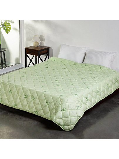 Одеяло 2-спальное, 172х205 см, Бамбук, 50% бамбук, 50% полиэстер, 250 г/м2, всесезонное, чехол 100% полиэстер, кант, Майская ночь