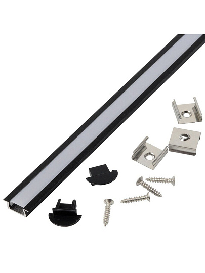 Профиль для светодиодной ленты 2000х7х22 мм, черный, General Lighting Systems, 523120