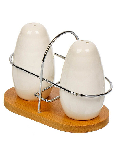 Набор для специй керамика, бамбук, 2 шт, на подставке, Y6-6459