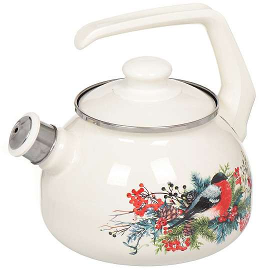 Чайник сталь, эмалированное покрытие, 2.5 л, со свистком, ручка консольная, Metrot, Снегирь, индукция, 195852