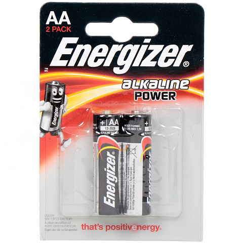 Батарейка Energizer, АА (LR06, LR6), Power, алкалиновая, 1.5 В, блистер, 2 шт, E300133001