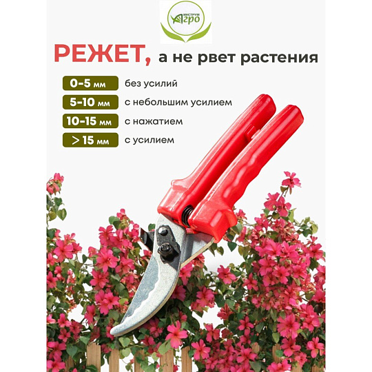 Секатор универсальный, 220 мм, с зубчиками, Инструм-Агро, 010105-1