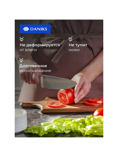 Доска разделочная акация, 30х18х1.6 см, с ручкой, прямоугольная, Daniks, CB36930A